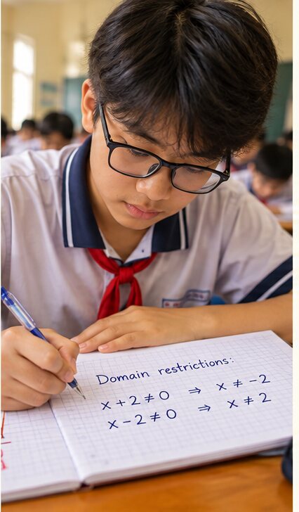 Rút gọn nhân tử chứ không xóa hạng tử