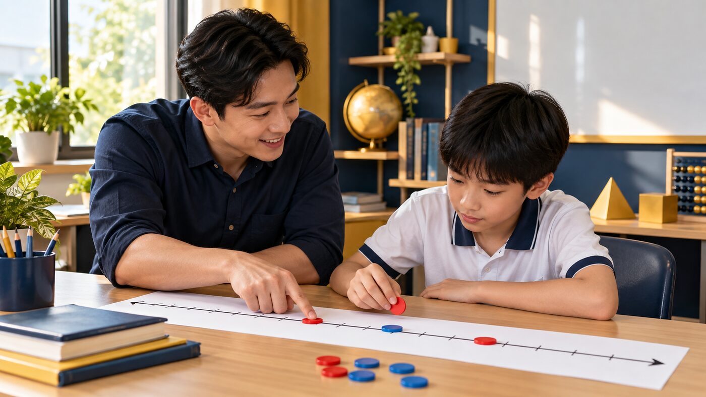 Giáo viên hướng dẫn học sinh lớp 6 học số nguyên trên trục số