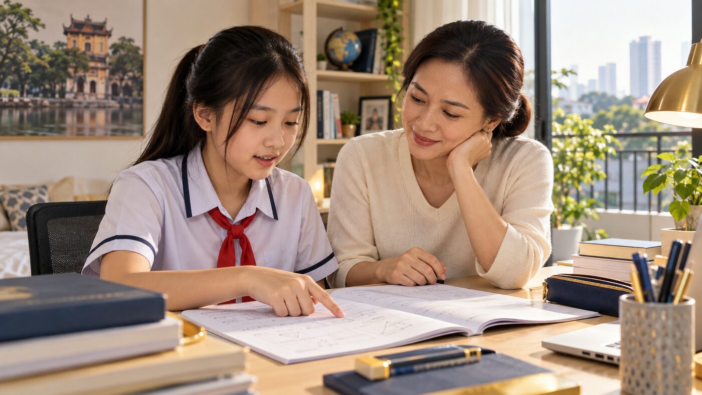 Học sinh lớp 6 xem lại bài Toán cùng phụ huynh